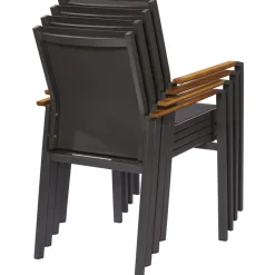 Central Park Tuinstoel Limoux Stapelbaar Antraciet Textileen/Teakhout-Brico Clearance