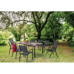 Central Park Tuinstoel Palma Verstelbaar Antraciet/Zwart-Brico Online