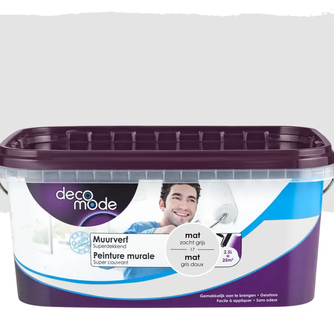Decomode Muurverf Superdekkend Mat Zacht Grijs 2,5L-Brico Sale