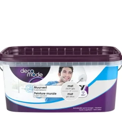 Decomode Muurverf Superdekkend Mat Zacht Grijs 2,5L-Brico Sale