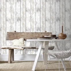 Decomode Vliesbehang Hout Wit-Brico Clearance