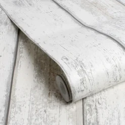 Decomode Vliesbehang Hout Wit-Brico Clearance