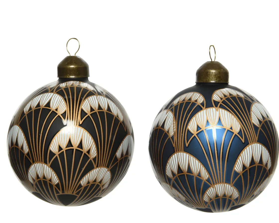 Brico Decoris Kerstbal Glas Zwart/Blauw 1Stuks Discount