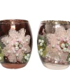 Brico Decoris Theelichthouder Glas Bloemenpatroon 9Cm 1St