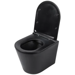 Brico Differenz Hangtoilet Mat Zwart | Soft-Close & Quick Release Toiletzitting |Randloos Toiletpot Clearance