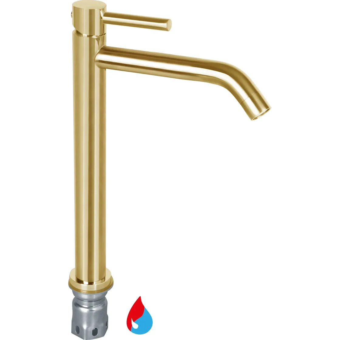 Brico Differnz Wastafelkraan Koud/Warm Hoog Gebogen Goud Discount