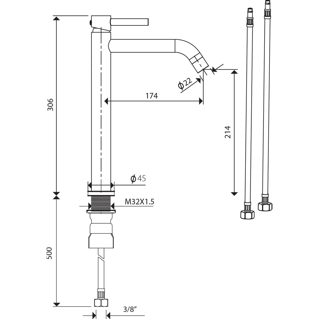 Brico Differnz Wastafelkraan Koud/Warm Hoog Gebogen Goud Discount