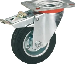 Dorner Helmer Zwenkwiel Rubber Zwart/Oranje + Rem 80Mm-Brico