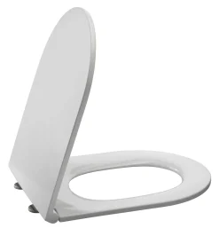 Brico Duneo - Wc-Zitting In Thermohardende Kunststof - Inox Scharnieren - Afklikbaar Met 1 Knop - Soft Close Sluiting - Anti-Bacterieel - D-Vorm - Vorm Aangepast Aan Rechte Wc-Potten - Extra Plat Ontwerp New