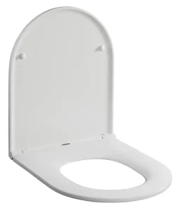 Brico Duneo - Wc-Zitting In Thermohardende Kunststof - Inox Scharnieren - Afklikbaar Met 1 Knop - Soft Close Sluiting - Anti-Bacterieel - D-Vorm - Vorm Aangepast Aan Rechte Wc-Potten - Extra Plat Ontwerp New