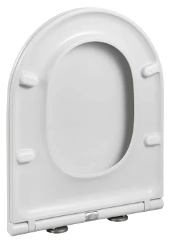 Brico Duneo - Wc-Zitting In Thermohardende Kunststof - Inox Scharnieren - Afklikbaar Met 1 Knop - Soft Close Sluiting - Anti-Bacterieel - D-Vorm - Vorm Aangepast Aan Rechte Wc-Potten - Extra Plat Ontwerp New