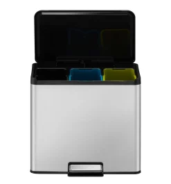 Brico Eko Pedaalemmer Essential Met 3 Binnenemmers Voor Het Scheiden Van Afval Geborsteld Rvs 3X9L Hot