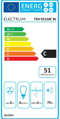 Brico Electrum Schouwafzuigkap Tsh 92120C Bl 90Cm Mat Zwart Best