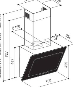 Brico Electrum Verticale Wandafzuigkap 90Cm Dhpr93008Blg Zwart Hot