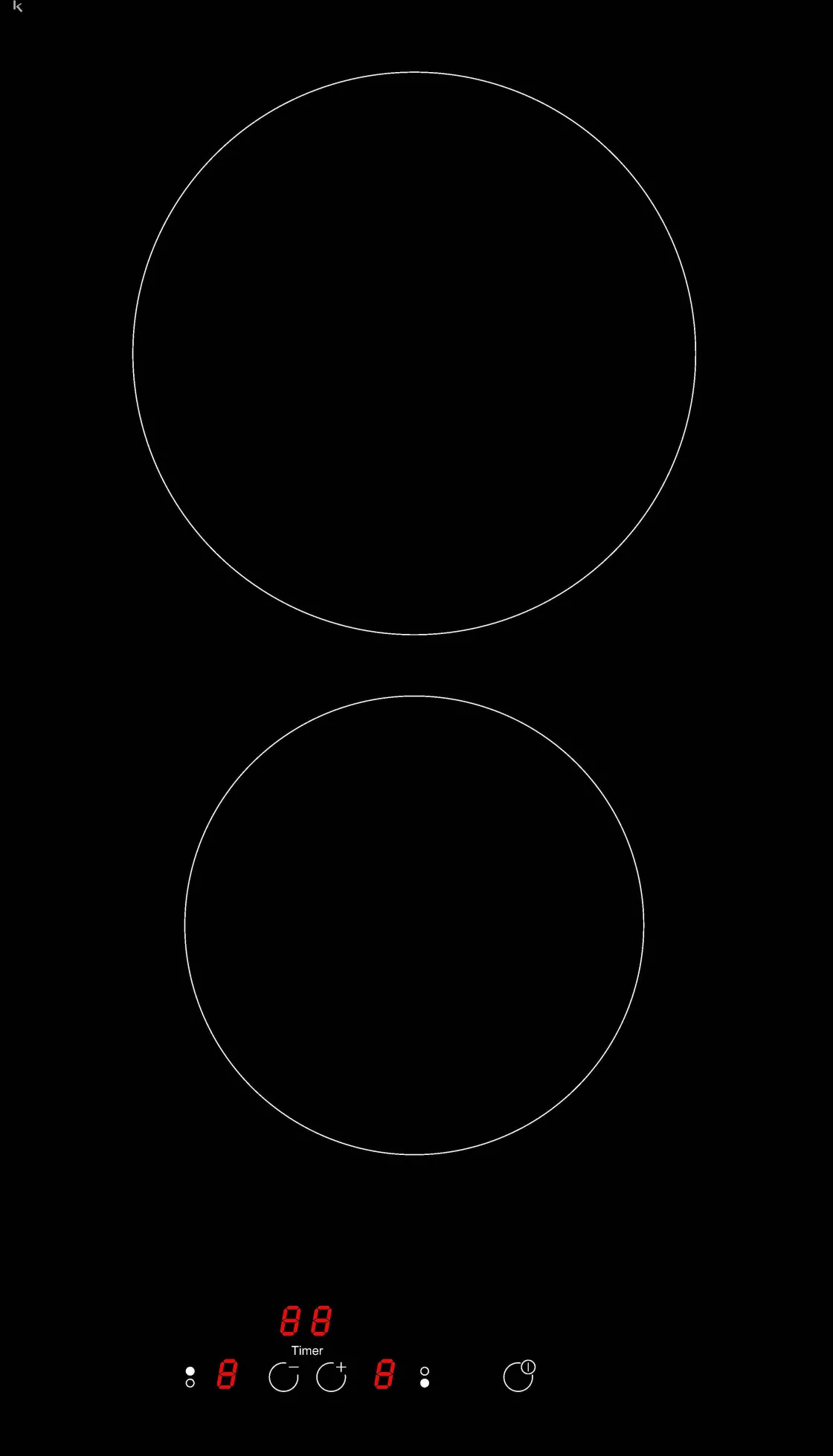 Brico Electrum Vitrokookplaat 2 Zones Ptl320Vtct Zwart 29Cm Outlet