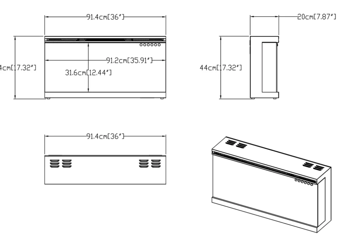 Sfeerhaarden<Brico Elektrische Sfeerhaard 3D Panama 36″ Inch – 91 Cm