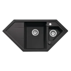 Brico Essebagno Hoekspoelbak Astral Zwart 1,5 Bak 100X50Cm New