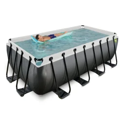 Exit Black Leather Opzetzwembad Met Filterpomp Zwart 400X200X122Cm-Brico Discount