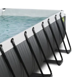 Exit Black Leather Opzetzwembad Met Zandfilterpomp Zwart 400X200X122Cm-Brico New
