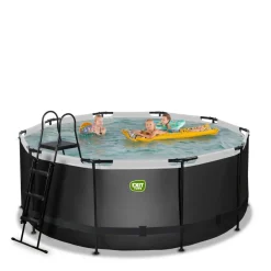 Exit Black Leather Opzetzwembad Met Filterpomp Zwart O360X122Cm-Brico