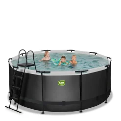 Exit Black Leather Opzetzwembad Met Filterpomp Zwart O360X122Cm-Brico