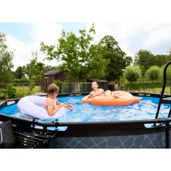 Exit Black Leather Opzetzwembad Met Filterpomp Zwart O360X122Cm-Brico