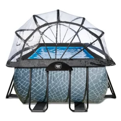Exit Stone Opzetzwembad Met Overkapping En Zandfilter- En Warmtepomp Grijs 400X200X100Cm-Brico Hot
