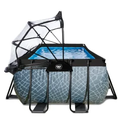 Exit Stone Opzetzwembad Met Overkapping En Zandfilter- En Warmtepomp Grijs 400X200X100Cm-Brico Hot