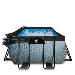 Exit Stone Opzetzwembad Met Overkapping En Zandfilter- En Warmtepomp Grijs 400X200X100Cm-Brico Hot