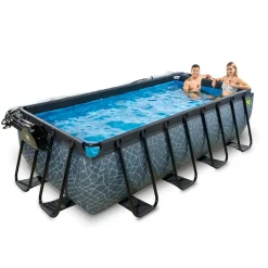 Exit Stone Opzetzwembad Met Overkapping En Zandfilter- En Warmtepomp Grijs 400X200X100Cm-Brico Hot