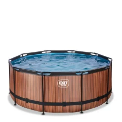 Exit Wood Opzetzwembad Met Filterpomp Bruin O360X122Cm-Brico New