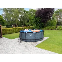 Exit Wood Opzetzwembad Met Filterpomp Bruin O360X122Cm-Brico New