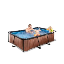 Exit Wood Opzetzwembad Met Filterpomp Bruin 220X150X65Cm-Brico Outlet