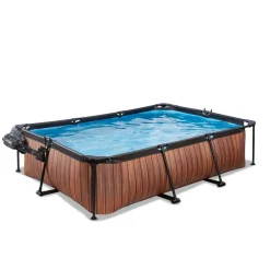 Exit Wood Opzetzwembad Met Overkapping En Filterpomp Bruin 300X200X65Cm-Brico Outlet