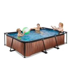 Exit Wood Opzetzwembad Met Overkapping En Filterpomp Bruin 300X200X65Cm-Brico Outlet