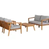 Exotan Loungeset Fauteuil/Bank/Tafel - Teak - Grijs - Set Van 4-Brico New