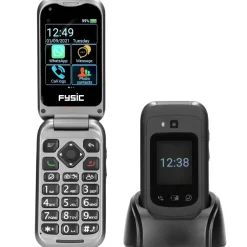 Fysic F25 - Eenvoudige Mobiele Klaptelefoon Voor Senioren Met Sos Noodknop, Zwart-Brico Discount