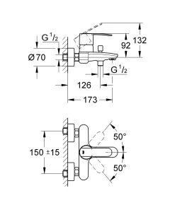 Brico Grohe Badmengkraan Wave Cosmopolitan Chroom Outlet