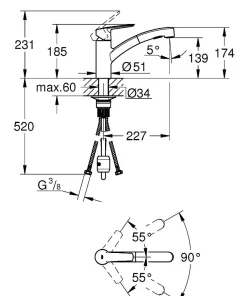 Brico Grohe Keukenmengkraan Start Geintegreerde Uittrekbare Sproeier 2 Straalsoorten Mat Zwart New