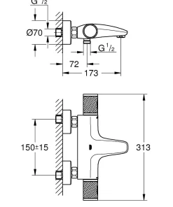Brico Grohe Thermostatische Badmengkraan Precision Feel Chroom New