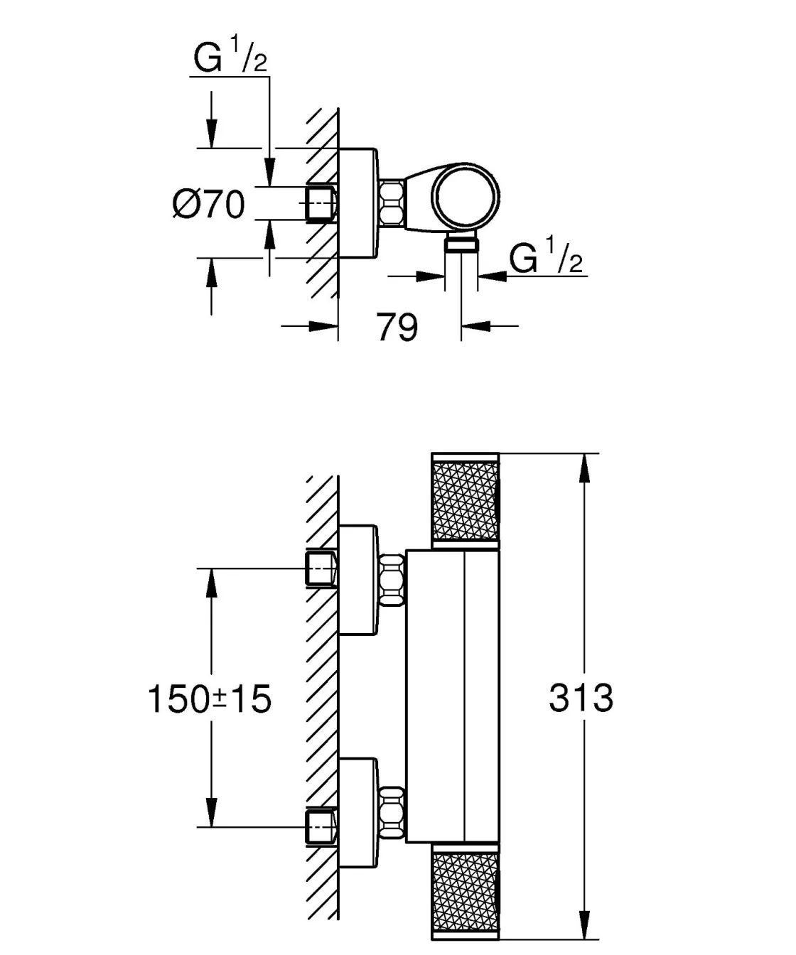 Brico Grohe Thermostatische Douchemengkraan Precision Feel 15Cm Chroom Hot