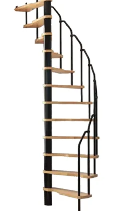 Handystairs Ruimtebesparende Spiltrap "Radius" - 140X70 Cm - 299 Cm Hoog - 12 Beuken Treden - Zwart-Brico Sale