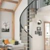 Handystairs Wenteltrap "Spirale" - Diameter 120Cm - Hoogte 309Cm - 12 Beuken Treden - Zwart Staal-Brico Clearance