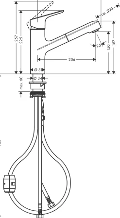 Brico Hansgrohe Keukenmengkraan Focus M43 200 Met Uittrekbare Handdouche Metaal Geborsteld Online
