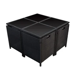 Happy Garden Buitenmeubelsets Santorin - Zwart - Geweven Hars-Brico Sale