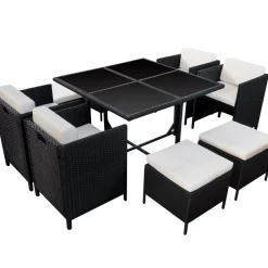 Happy Garden Buitenmeubelsets Santorin - Zwart - Geweven Hars-Brico Hot