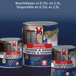 Houtbeits V33 Deuren & Ramen High Protection Midden Eik Zijdeglans 2,5L-Brico Online