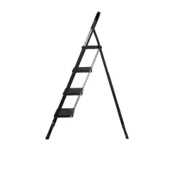 Brico Huishoudtrap - Keukentrap 4 Treden - Inklapbaar - Zwart Hot
