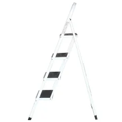 Brico Huishoudtrap - Keukentrap 4 Treden - Inklapbaar - Wit Discount