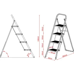 Brico Huishoudtrap - Keukentrap 4 Treden - Inklapbaar - Wit Discount
